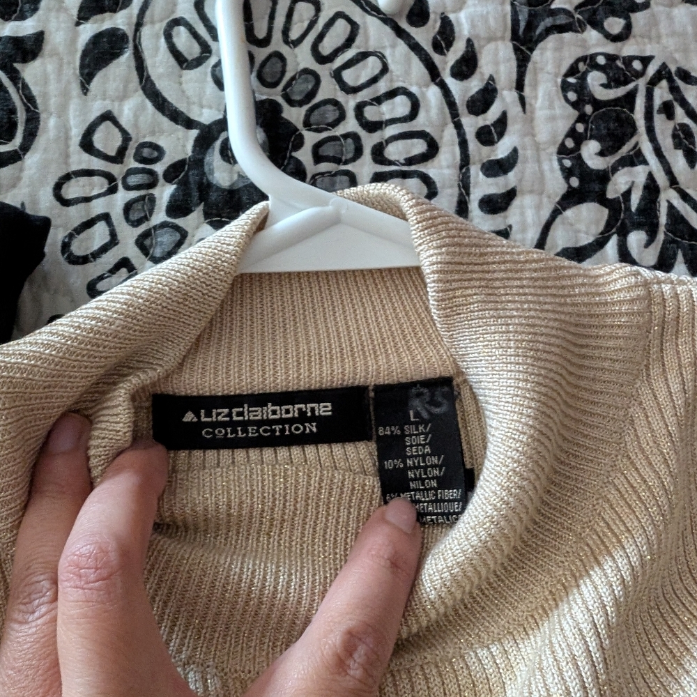 Liz Claiborne Silk Women's Gold Cowl Neck Sweater
